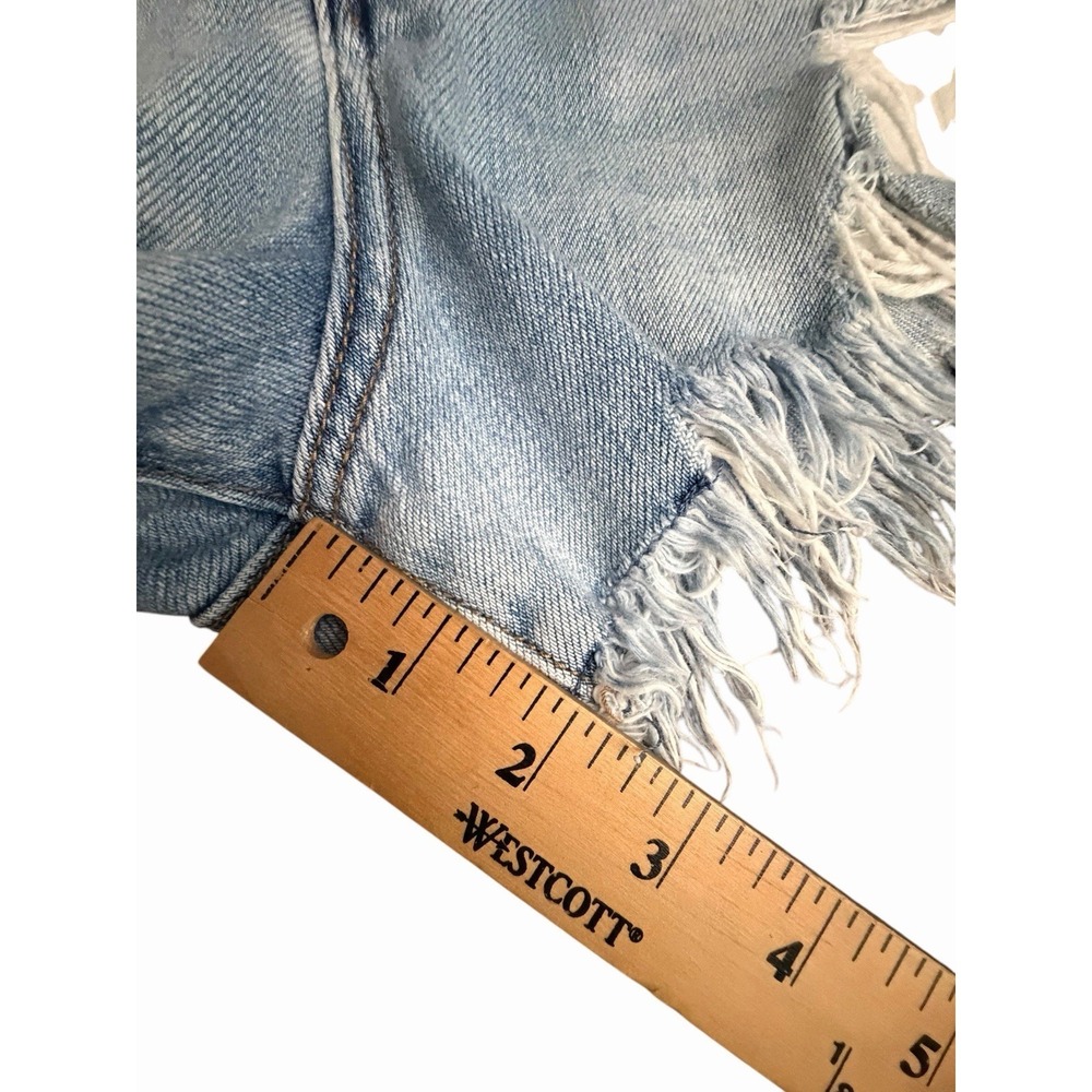 We The Free Shorts Free People 30 Distressed Cutoff Denim High Button Fly HH11-3 - Picture 7 of 9